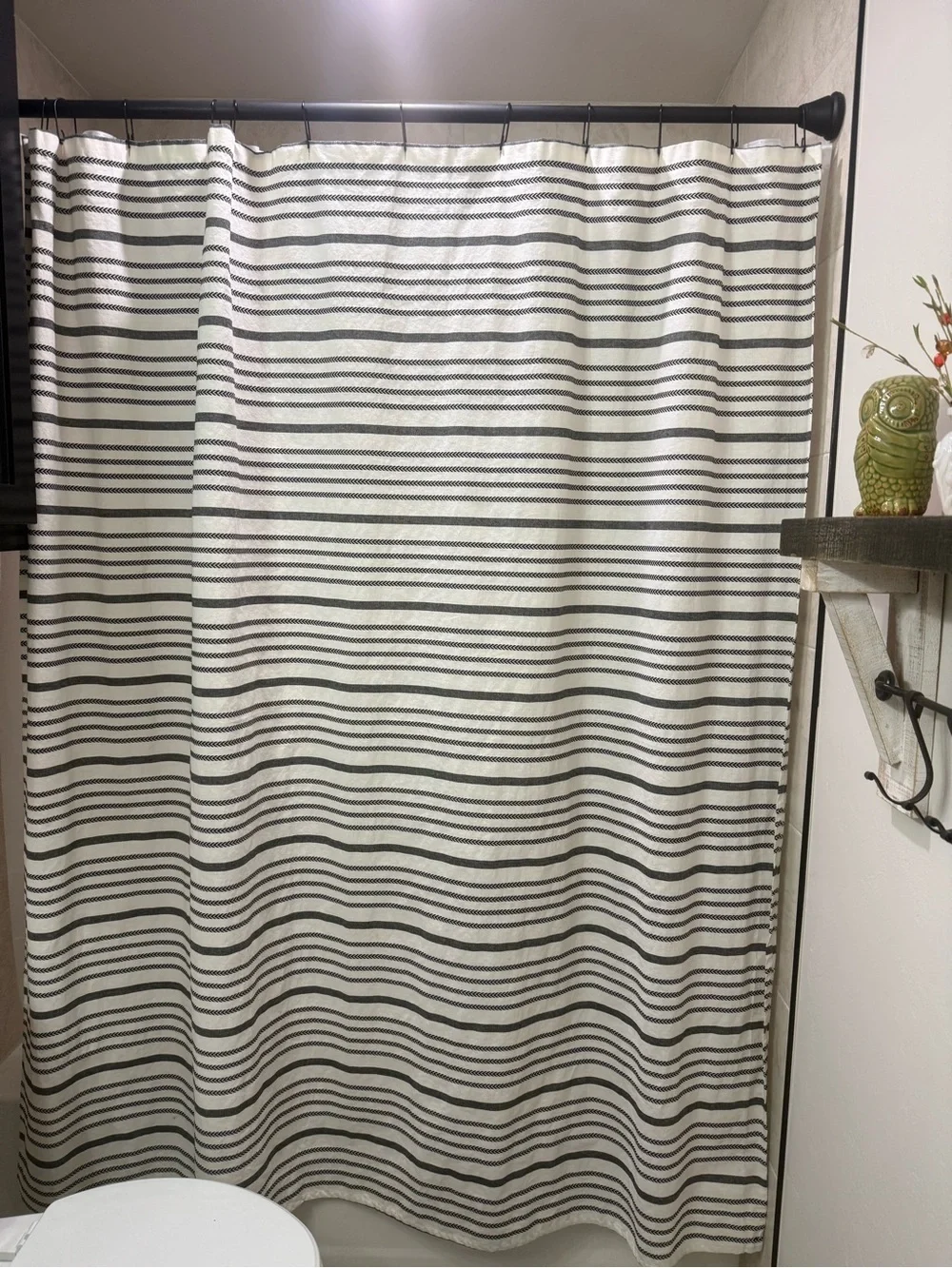 Threshold Black and White Striped Shower Curtain